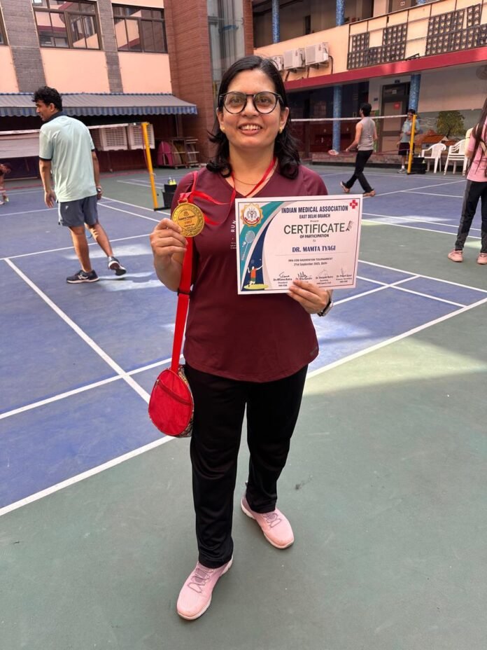 बैडमिंटन प्रतियोगिता में स्वर्ण पदक जीता डॉ.ममता त्यागी नें डॉ.ममता त्यागी